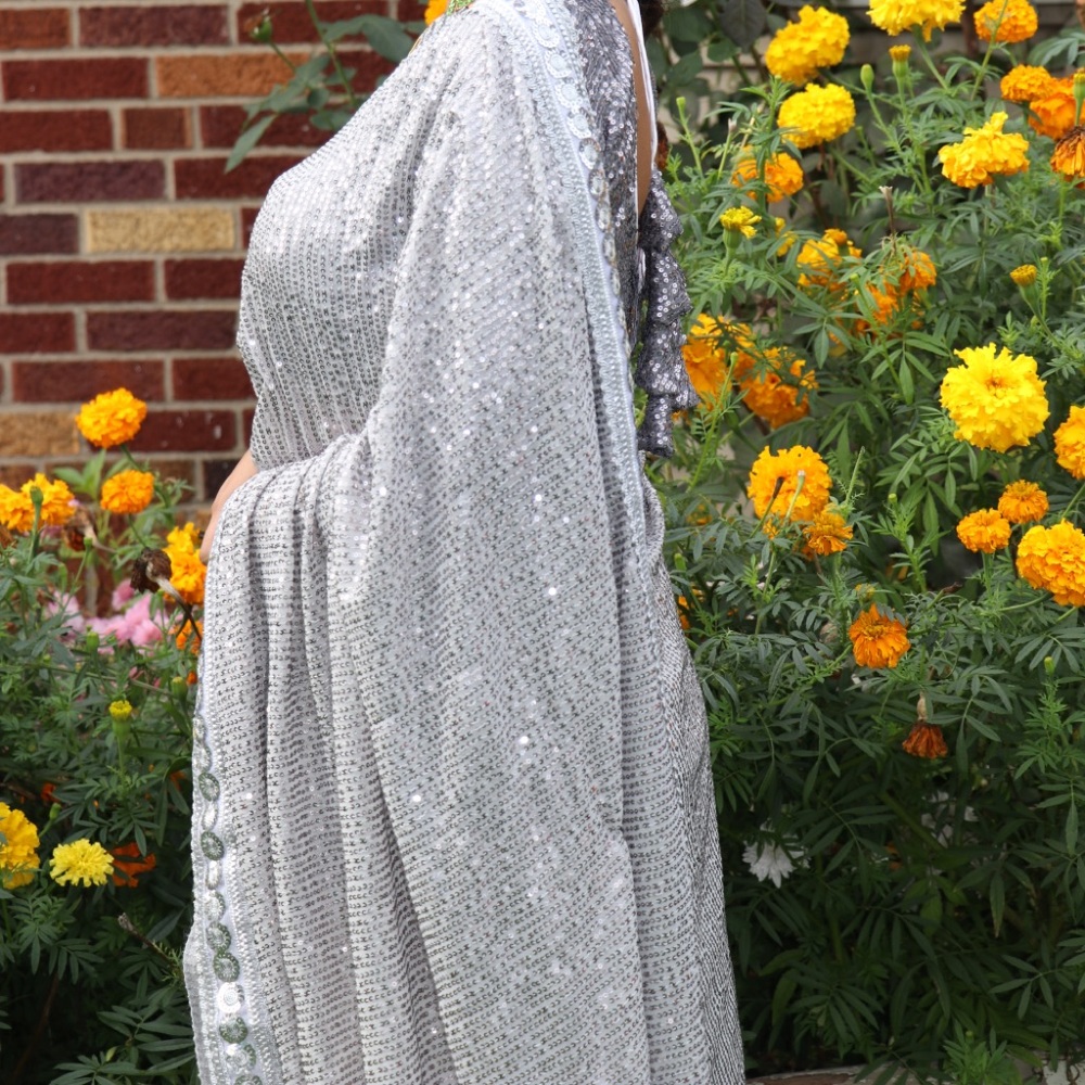silver saree